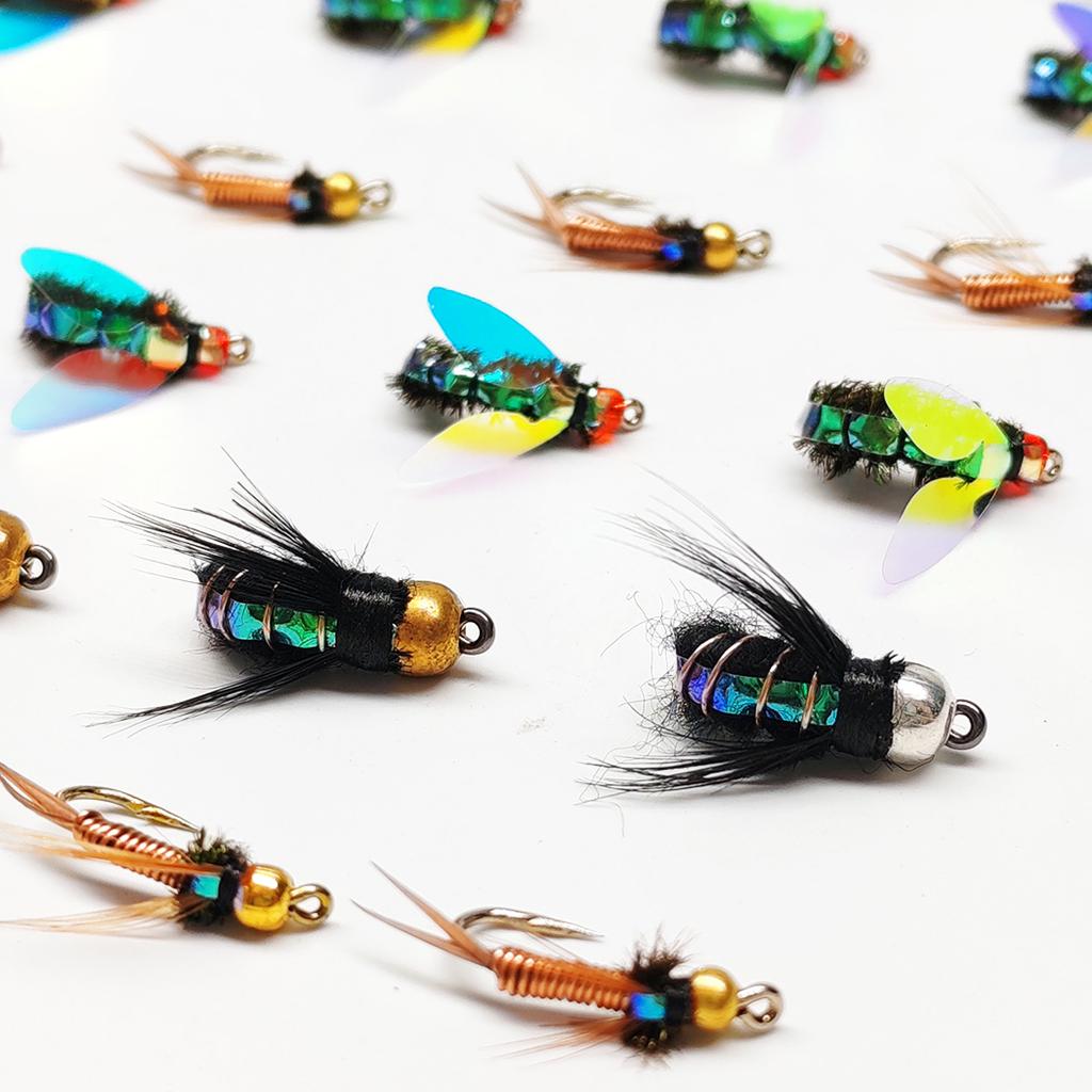 Fly Fishing Flies 9Pcs-3 Boxs Bundle Artificial 3 different styles Wet Flies Bait for Freshwater and Seawater for Fishing Trout/Perch Fishing Lure