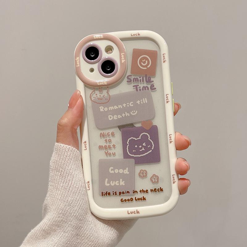 Capa protetora antichoque de coelho com urso de desenho animado para iPhone 13 Pro Max 14 12 11 Silicone macio transparente capa traseira de telefone