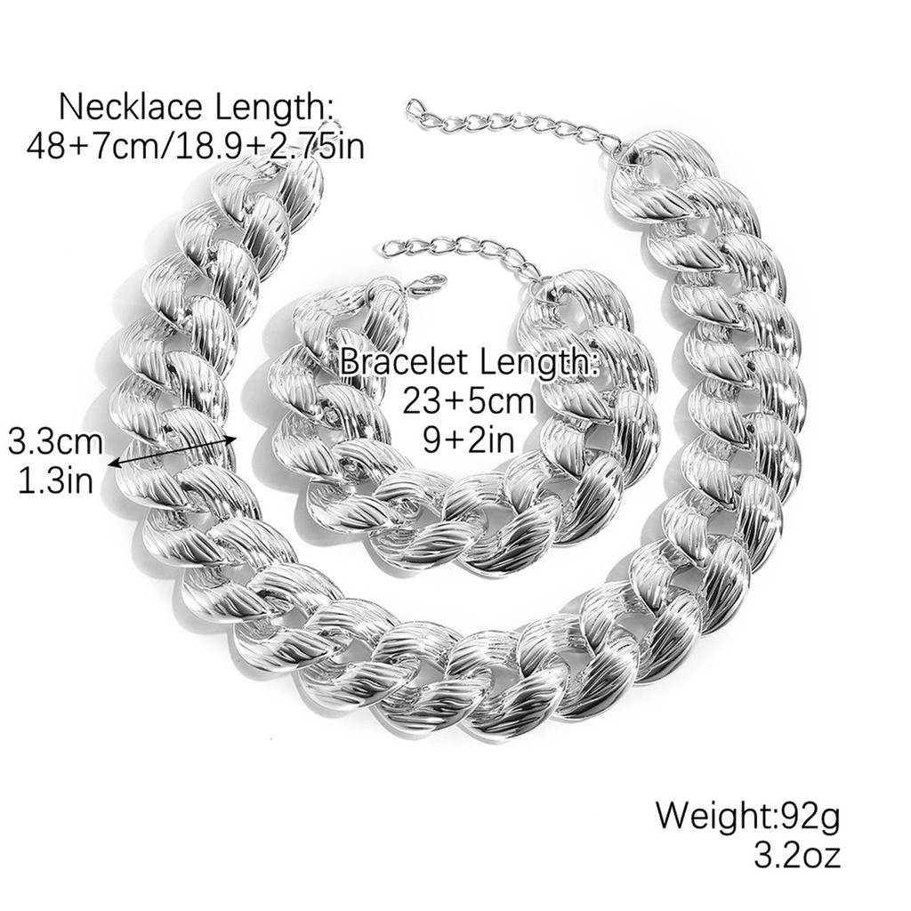 Trendy Hip-Hop Necklace and Bracelet Set - Cross-Border Style for Europe and America