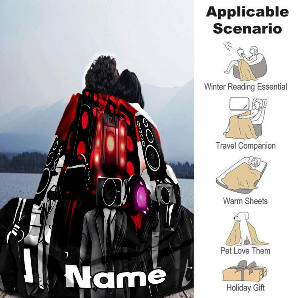 Customiz Name Personality Skibidi Toilet Blanket Soft &Warm Sofa Office Bed Travel Lunch Break Blanket, Gift Suitable All Seasons