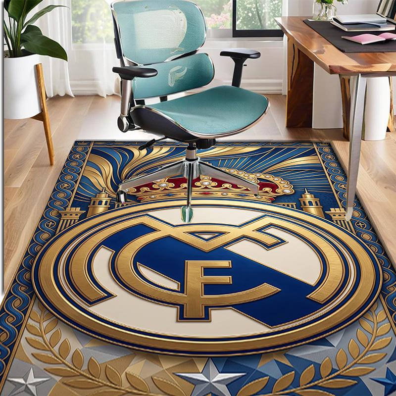 Real Madrid Football Pattern Rug, Indoor/Outdoor Mat, for Picnic, Gameroom, Bedroom, Office, Living Room, Home Decor Carpet, Birthday Gift