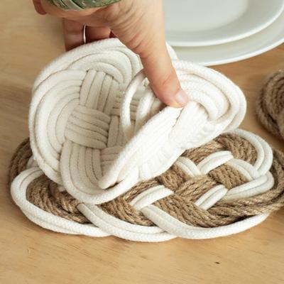 Tappetino antiscivolo resistente al calore per tavolo da pranzo, lavabile, in lino intrecciato, paglia, tovaglietta, isolante termico, sottobicchiere rotondo
