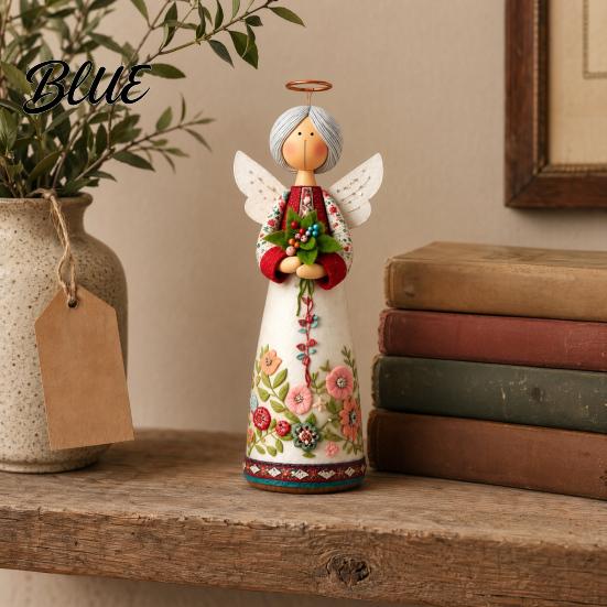 Blumenwinkel Statue Vintage Blumige Figur Dekoration Handgeschnitzte Engelsstatue Dekorative Einzigartige Geschenkfigur Heimtischdekoration für Wohnzimmer