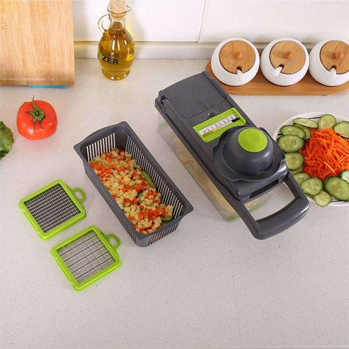 BLBO Onion Chopper, Vegetable Cutter, Multifunctional Mandoline Slicer, Dicer with Draining Basket and Container