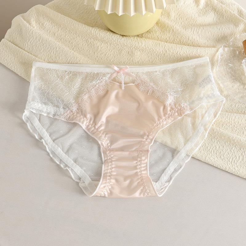 Female Spring and Summer Thin Sexy Lace Mesh Yarn Perspective Rear Hip Breathable Waist Underwear
