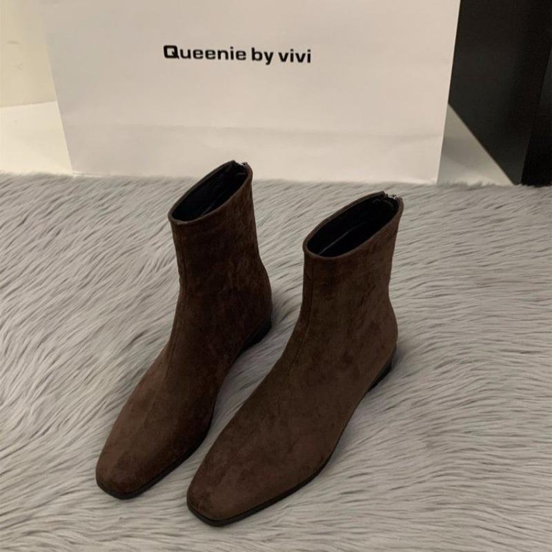 Thick heel suede fashion boots women s autumn and winter new ankle boots are easy to match, fashionable skinny boots women s boots women s boots 40 темно-коричневого