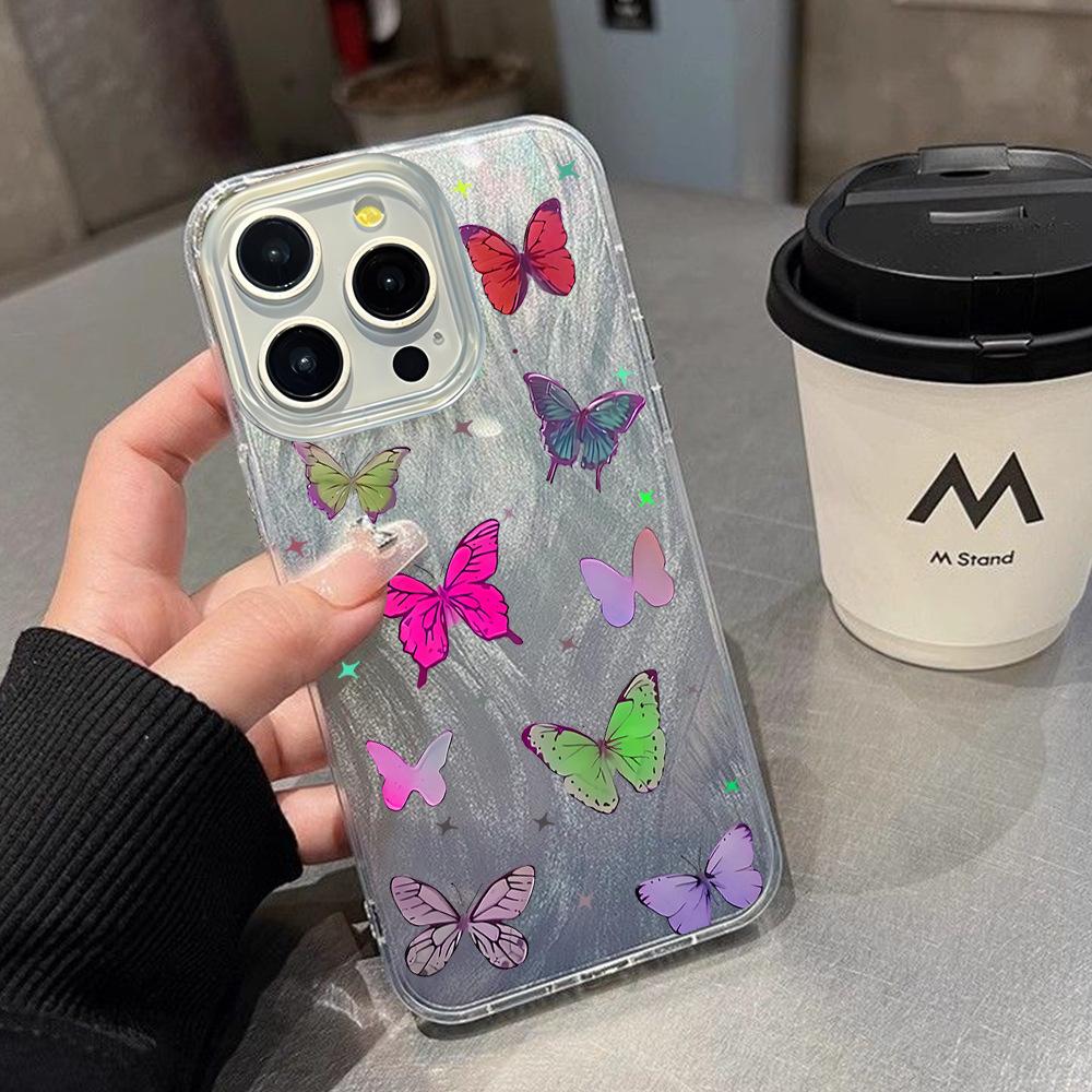 Dream colorful butterfly mobile phone case iPhone15 anti-drop PC hard case protective case Apple 17promax advanced sense