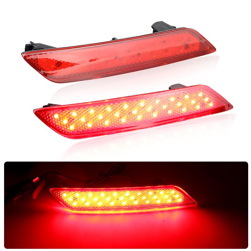 

1 Pair Red/Black Lens LED Rear Bumper Reflector Light For Honda Civic Sedan 2013 2014 2015 Tail Stop Brake Lamp Car Accessories