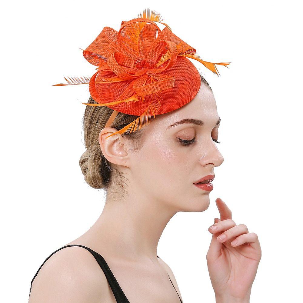 Feather Fascinator Caps Mesh Makeup Prom Elegant Hair Accessories  Women