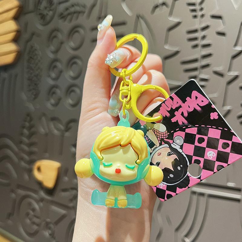 Creative Cute Electroplating Sitting Posture Keychain Girl Bag Doll Pendant Gift