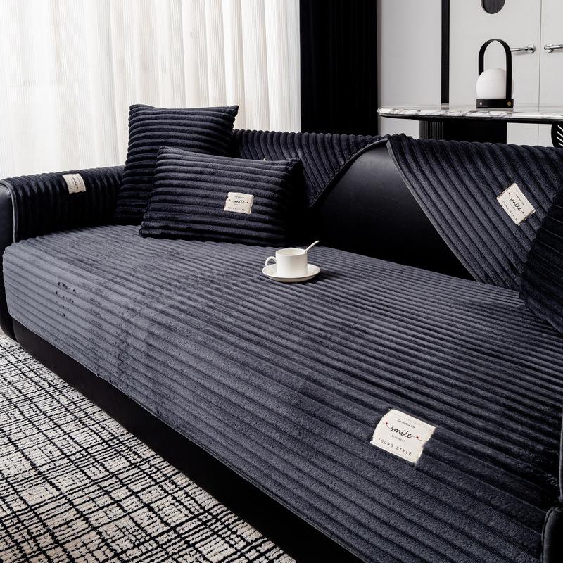 

Autumn and winter cream wind plush sofa cushion new non-slip straight row advanced thermal leather sofa seat cushion cover cloth 70*70cm