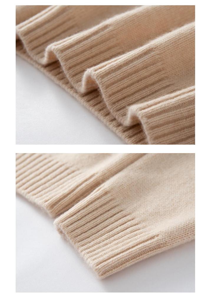 Women's 2025 Autumn/Winter Solid Color Cashmere Stand Collar Sweater - Thick, Loose, Fashionable, and Versatile Knitwear.