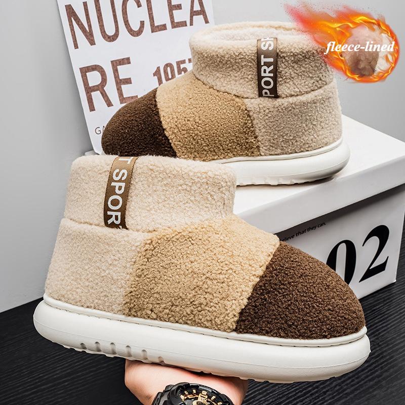 Мужские зимние ботинки на толстой подошве с флисовой подкладкой снегоходы для улицы устойчивые к холоду домашняя одежда хлопковые туфли в стиле хлеба меховая отделка 40-41 хаки 2840₽