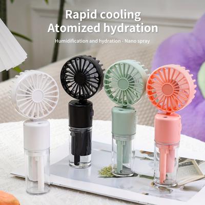 Handheld Spray Fan USB Rechargeable Mini Humidifier Cooling Misting Fan with 4 Speeds for Outdoor Travel Home
