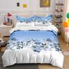 Blue And White Floral Design Bedding Set For Kids Luxury Gift 3Pcs Digital Print Comforter Set Soft Comfortable Breathable