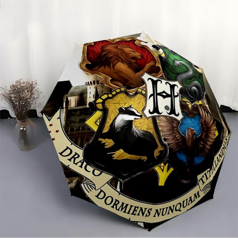 1pc Hogwarts Crest Automatic Folding Umbrella - Sturdy 8-Rib Polyester Canopy,Sun-Defying Travel Companion yy251023161