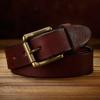 Retro Real Cowhide Belt Copper Buckle Men's Handmade First Layer Cowhide Belt Casual Jeans Belt