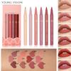 YOUNG VISION Sada matných 6barevných tekutých tužek na rty Sponge Tykev Head Mist Nude Lipstick Pen