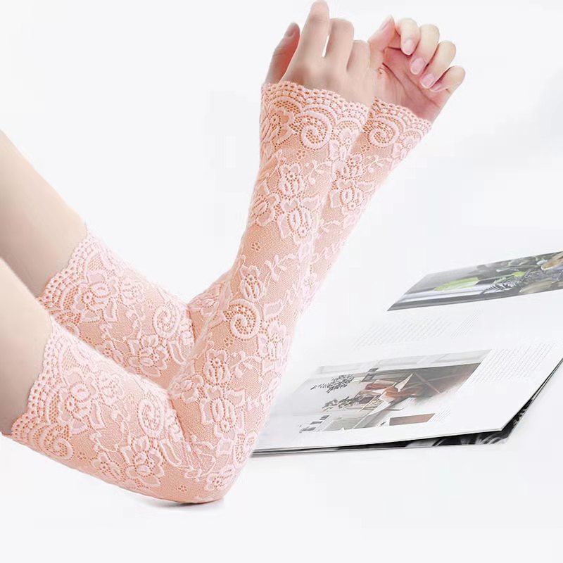 

Новый кружевной и кружевной прохладный солнцезащитный рукав с длинным рукавом для велоспорта на открытом воздухе, модный и устойчивый к УФ-лучам Pink