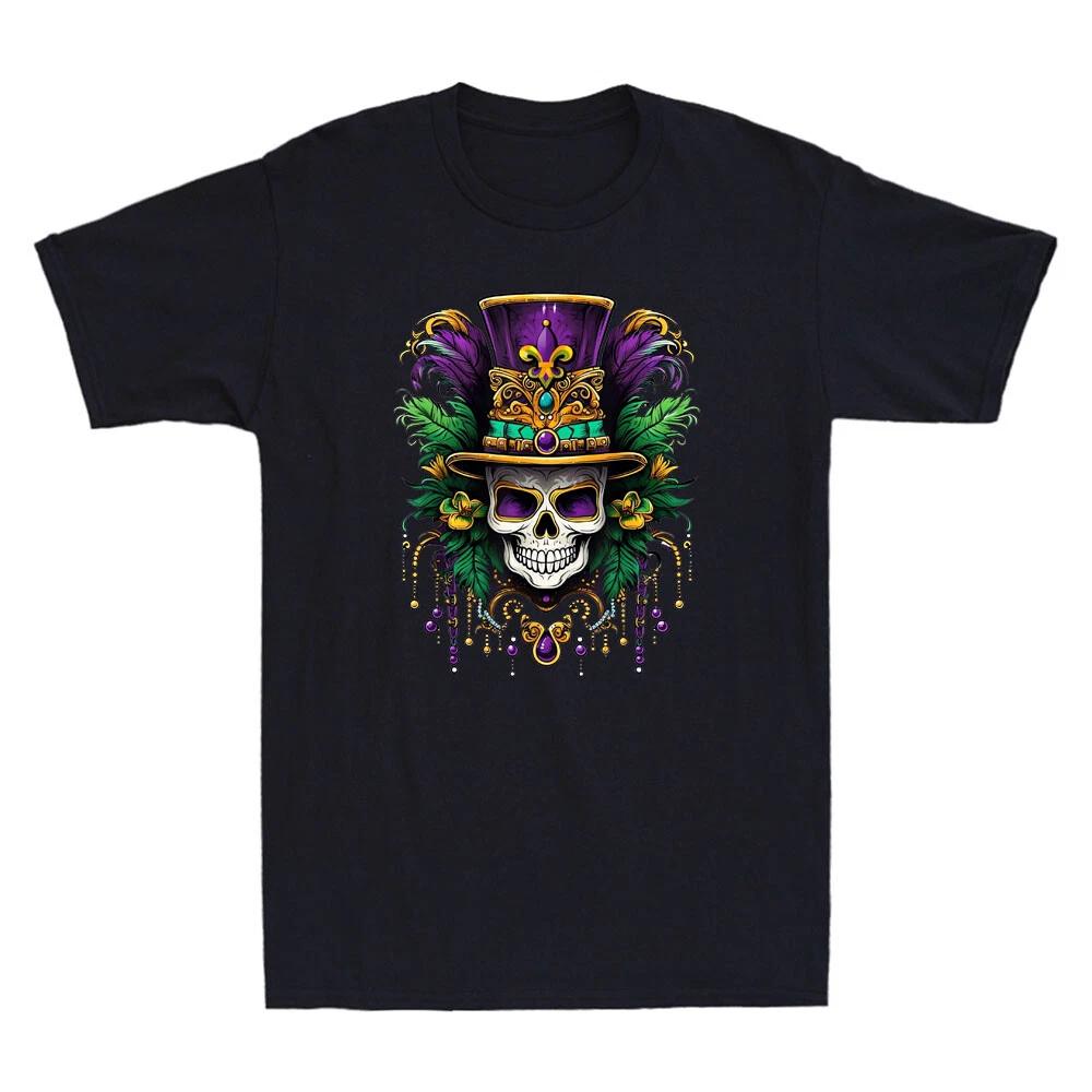 Mardi Gras Costume Sugar Skull Carnival Party Funny Graphic Retro Men s T-Shirt XXXXL