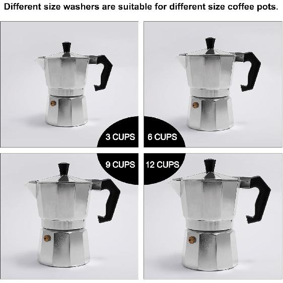 MECCANIXITY Gasket Seal Coffee Maker White Silicone Ring Replacement 42x55x2.2mm for 2-Cup Aluminium Coffee Pot, Pack of 3