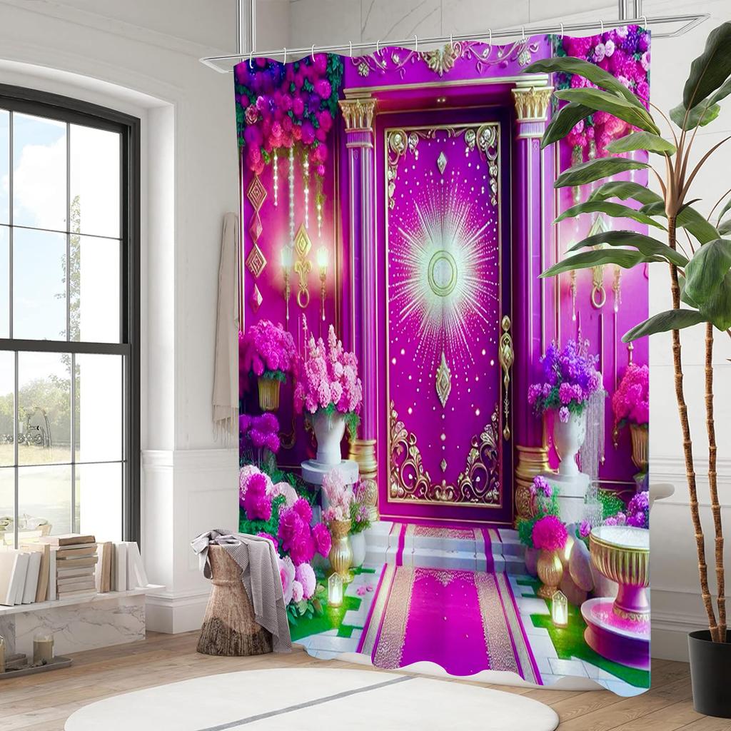 Diamond Door  shower curtain, bathroom shower waterproof curtain with 12 hooks, fish shaped home decoration, free delivery