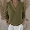 Maglione da Donna Morbido a Maglia con Scollo a V Colore Unico Vestibilità Larga Manica Lunga Pullover