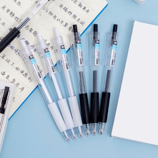 6Pcs Retractable Gel Pens 0.5mm Fine Nib Pen Smooth Writing Pen for Exams Students Fast-Drying Ink No-Skip School Office Supplies