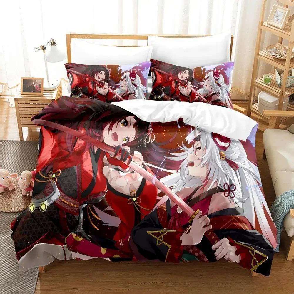 Kawaii Nakiri Ayame Bedding Set Single Twin Full Queen King Size Bed Set Adult Kid Bedroom Duvet cover Sets 3D Print Anime Bed