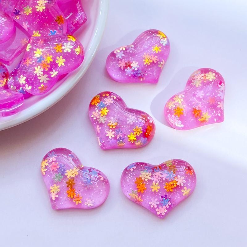10Pcs New Cute Mini Resin Shining Heart Flat back Cabochon Scrapbook Kawaii DIY Embellishments Accessories