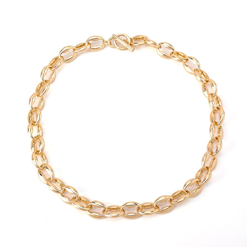 Chunky European-American Style Chain Necklace: Versatile Clavicle Choker with OT Buckle