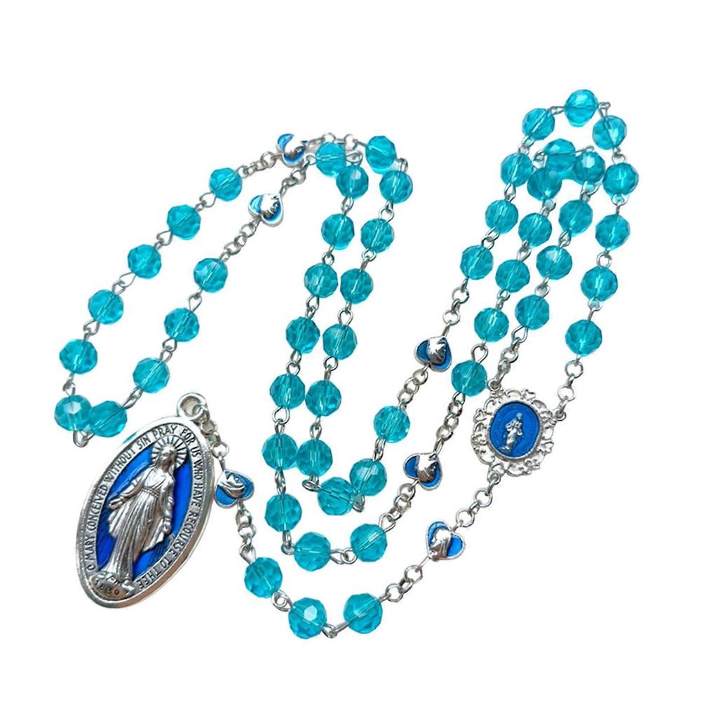 Catholic Love Prayer Necklaces Blessing Pendants, Rosarys Necklaces Long Pendants Necklaces Religious Jewelry for Girl