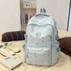 Schoolbag New Japanese Ins Simple Polka Dot Printed Backpack High Value Large Capacity Backpack Junior High School Schoolbag Female