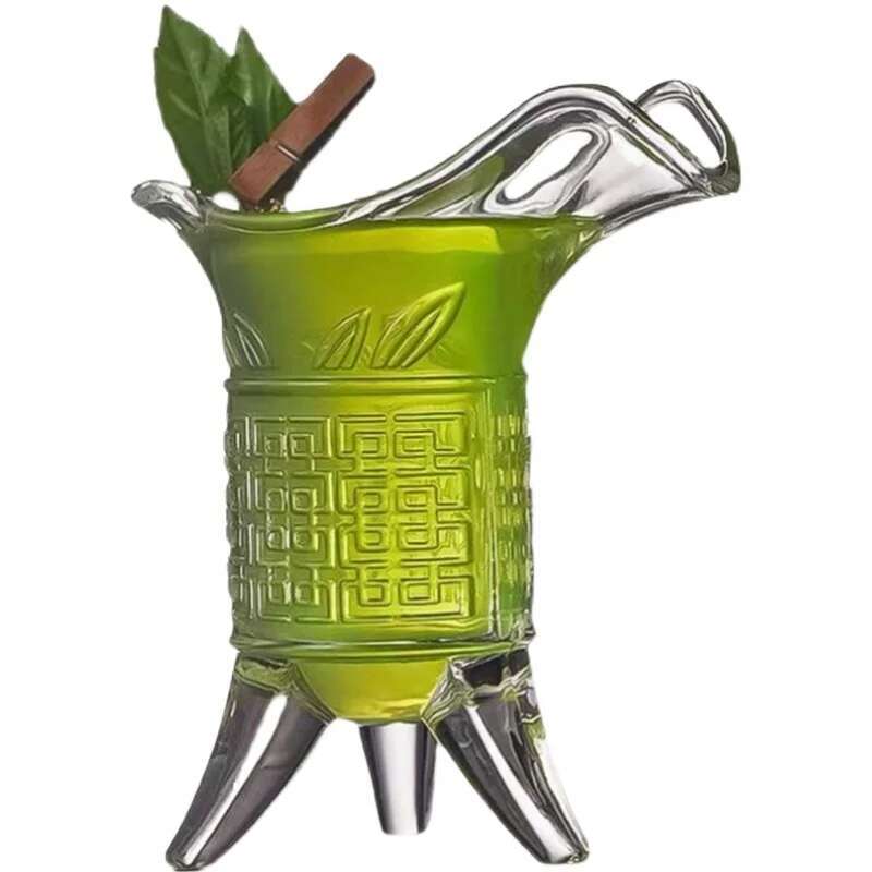 

120ml Transparent Tripod Cup Vintage Chinese Style Wineglass Antique Cocktail Glass Emperor Brandy Snifter Retro Shot Glasses 120ml