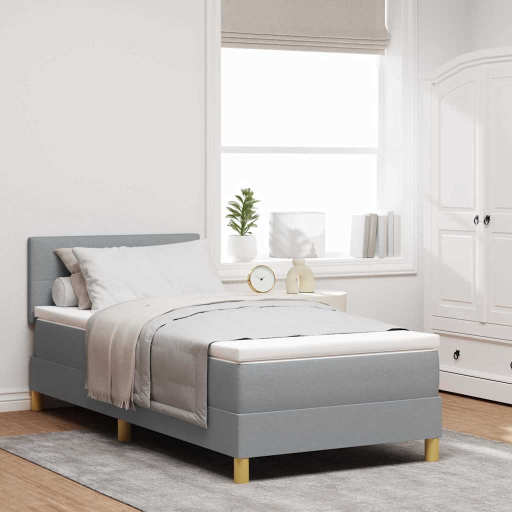 Box Spring Bed with Pillows Light Gray 80 x 200 cm Fabric