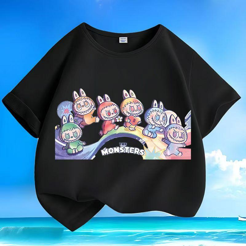 

Детская футболка Labubued с 3D-принтом, смешной топ с коротким рукавом для мальчиков и девочек, повседневная одежда, летняя милая одежда с коротким рукавом, подарок 140