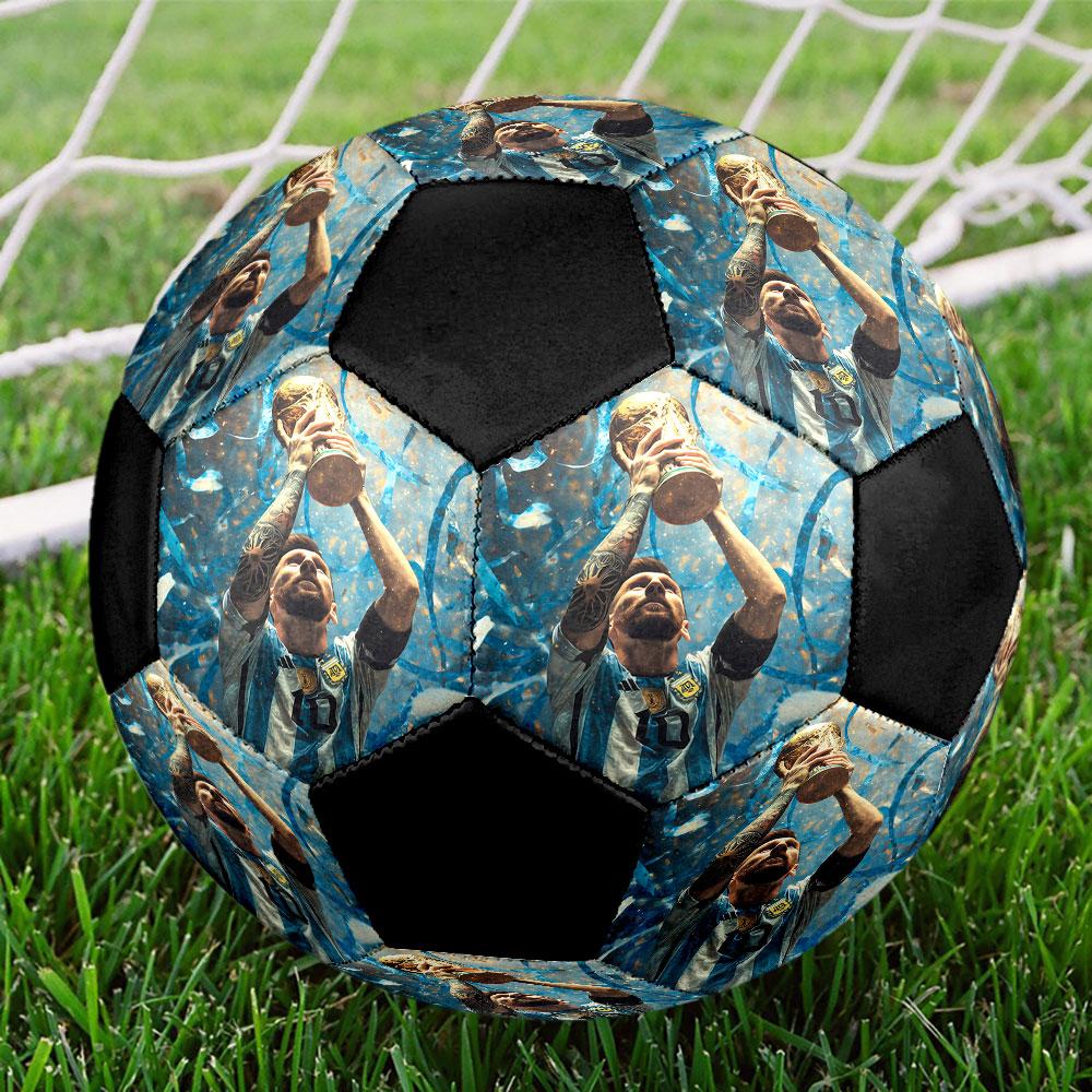 Leo10 Printed Size 5 Soccer Ball, Machine-Stitched PVC, Durable & High Bounce, All Ages Fit, fan merchandise, matches & outdoor use.