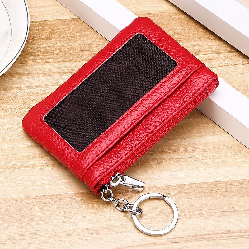 

Женский кошелек для монет и карт из натуральной коровьей кожи высшего качества красный