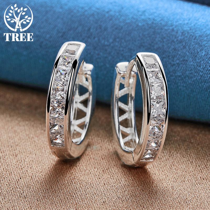 925 Sterling Silver AAA Zircon Hollow Triangle Earrings Jewelry