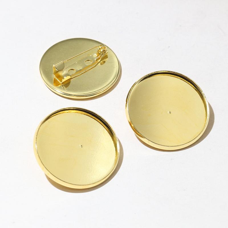 

New Arrive 10pcs/lot 25mm 5 Colors Plated Brooch Style High Quality Cameo Settings Cabochon Base Brass Copper Blank Tray золотой