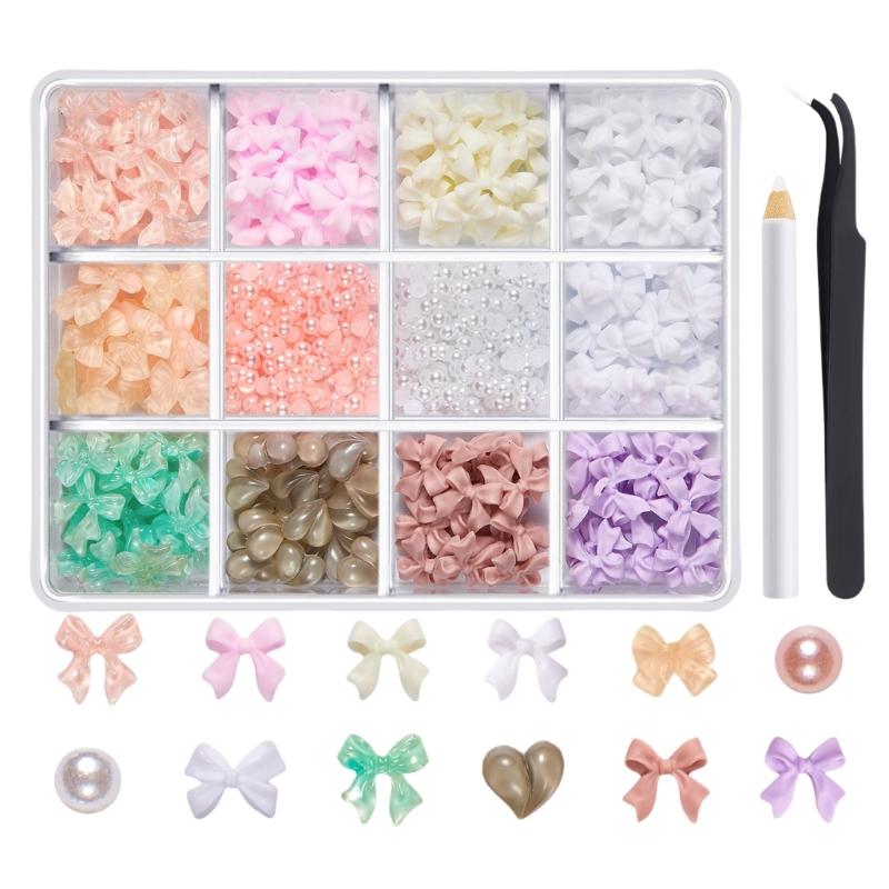 1Box 3D Butterfly Nails Charm for Women Mixed Ribbon Resin Nails Art Rhinestones Crafts Nails Supplies Embellishment