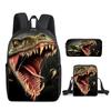 Children'S Cartoon Schoolbag Dinosaur Schoolbag Printed Cartoon Backpack Three-Piece Set