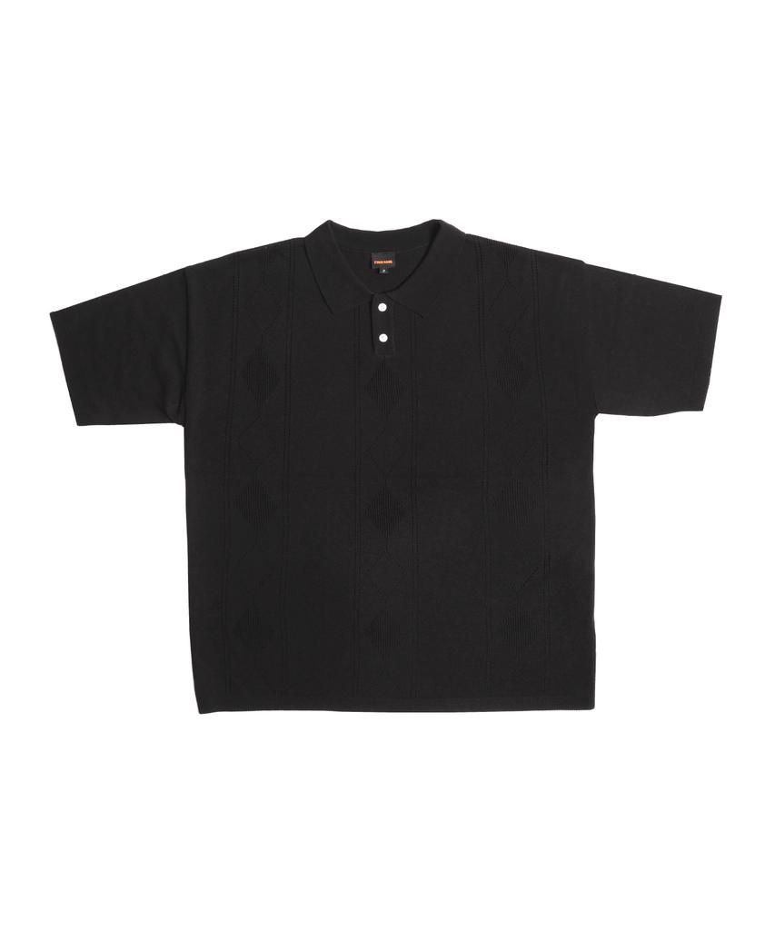 STAGE NAME Summer Diamond Punching Knit Polo Shirt_Black