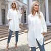 Fashion Long Sleeved Office Women Long Shirt Spring Autumn Loose Elegant Casual Basic Blouses Solid Color Lapel Streetwear Simple Tops Clothing