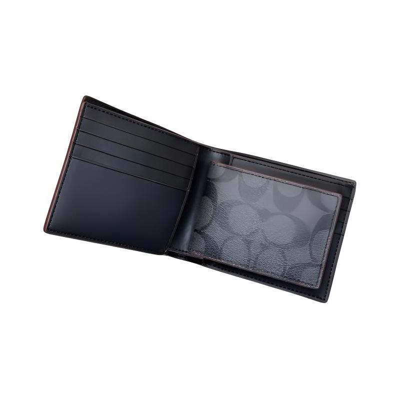 Coach 3 IN 1 Wallet 11 Classic Presbyopia Signature Coated Canvas Suit Wallet Men's Black Black