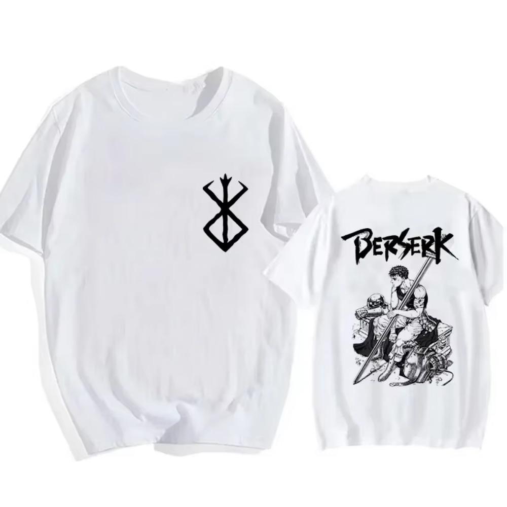 Nadměrná velikost Japonské anime Harajuku Berserk Guts Potisk očí Vtipné tričko Grafické tričko Manga Streetwear Tričko Top Hip Hop Trička