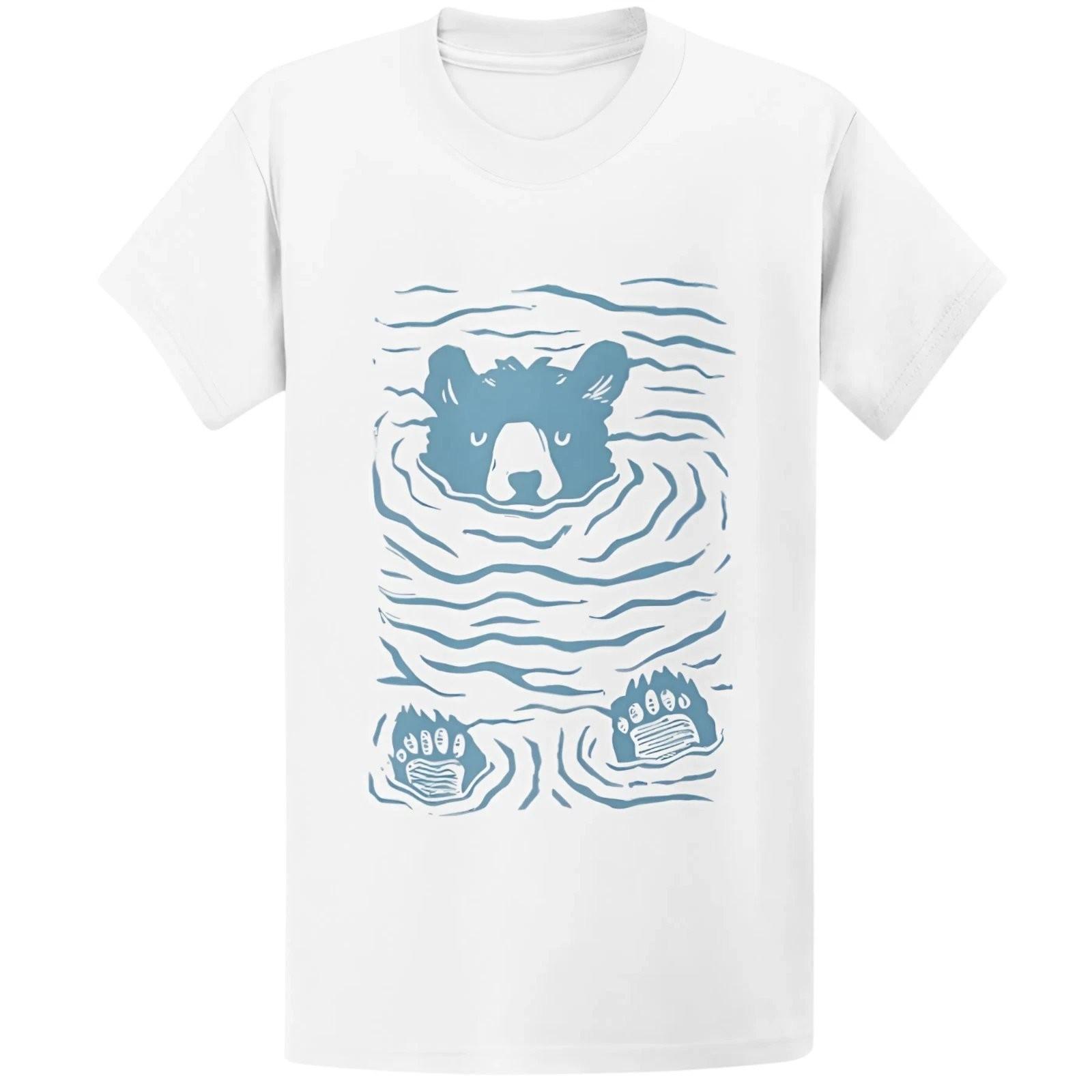 Gildan 5000 Linocut Bear Pastel T-Shirt Minimalist Nature Art Tee XL