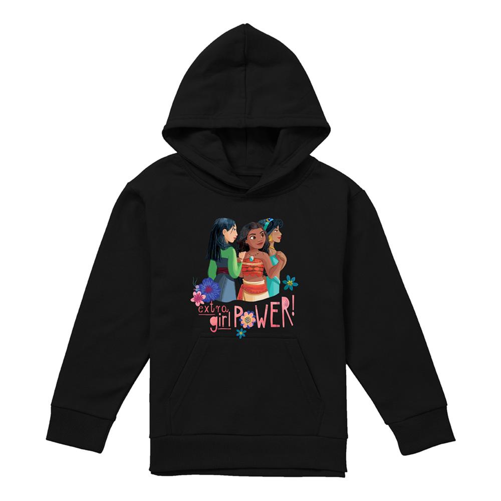 Disney Princess Childrens/Kids Extra Girl Power! Mulan Moana Jasmine Pullover Hoodie