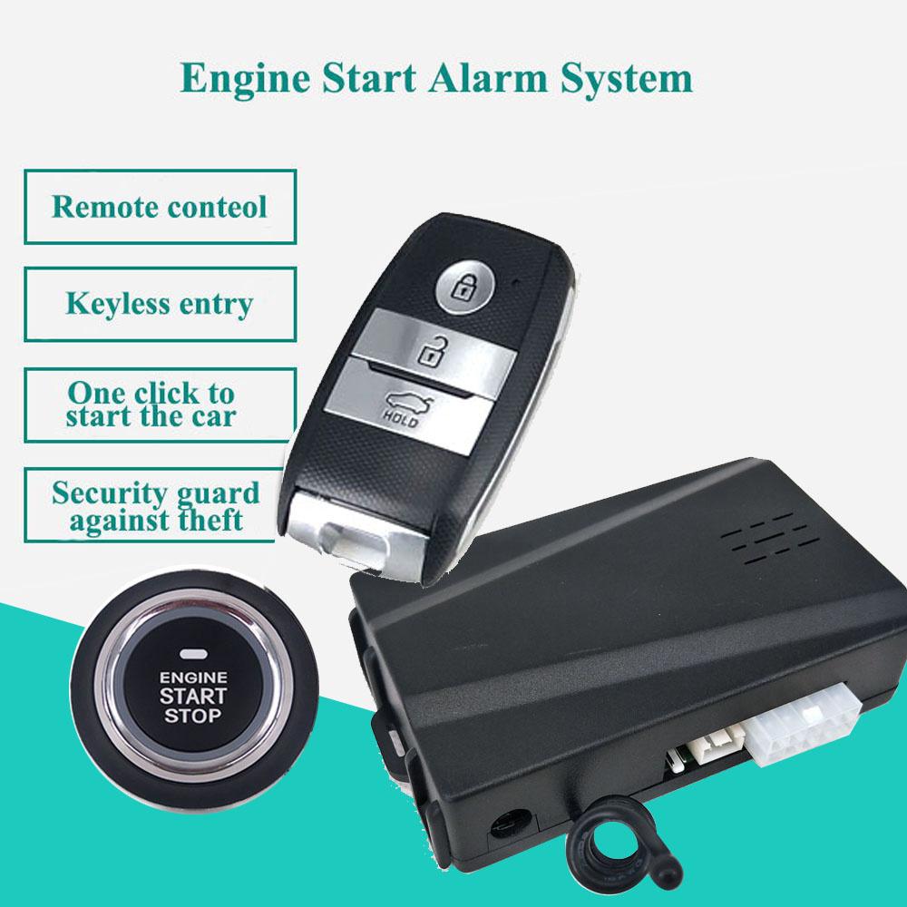 Universal Car Alarm Passive Keyless One Button Starter System Remote Control Set
