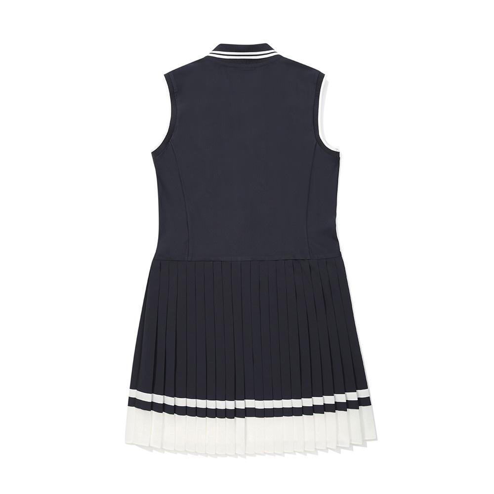 MALBON GOLF Sleeveless Fine Pleated Dress Navy (Woman)